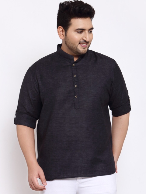 

plusS Men Black Pathani Kurta