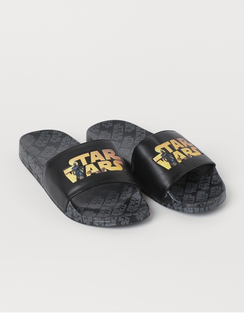 

H&M Men Black Printed Pool Shoes