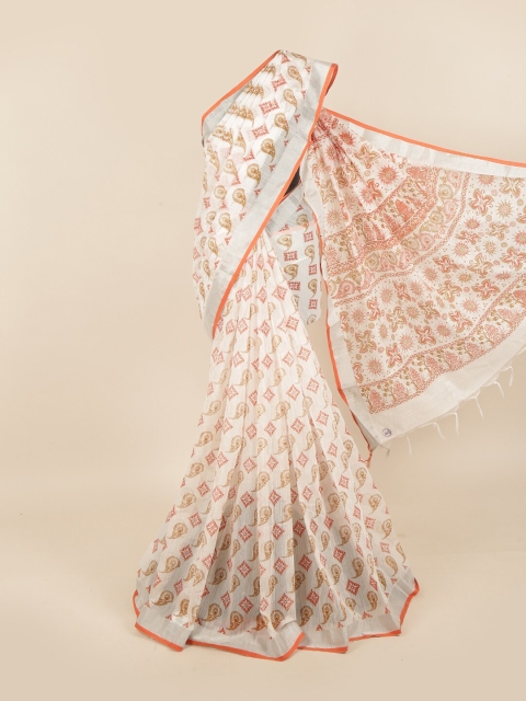

Pothys White & Red Paisley Saree