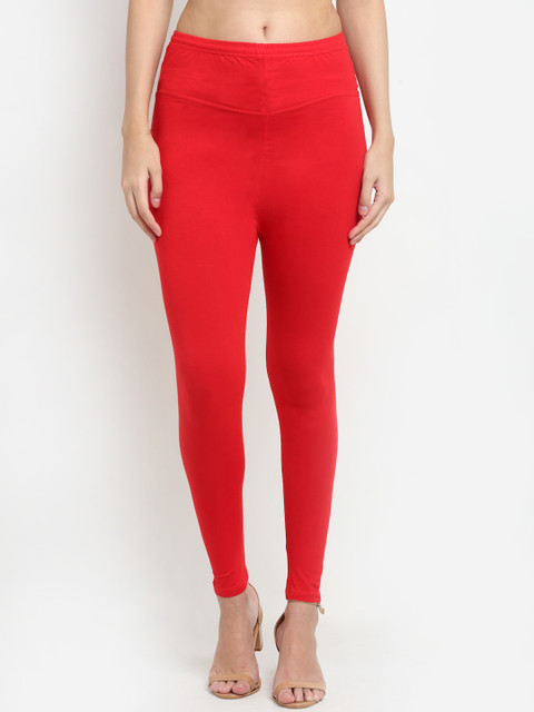 

NEUDIS Women Red Solid Ankle-Length Leggings