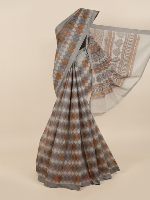 

Pothys Grey & Brown Printed Saree