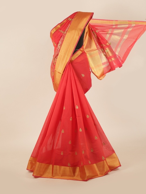 

Pothys Red & Green Floral Saree