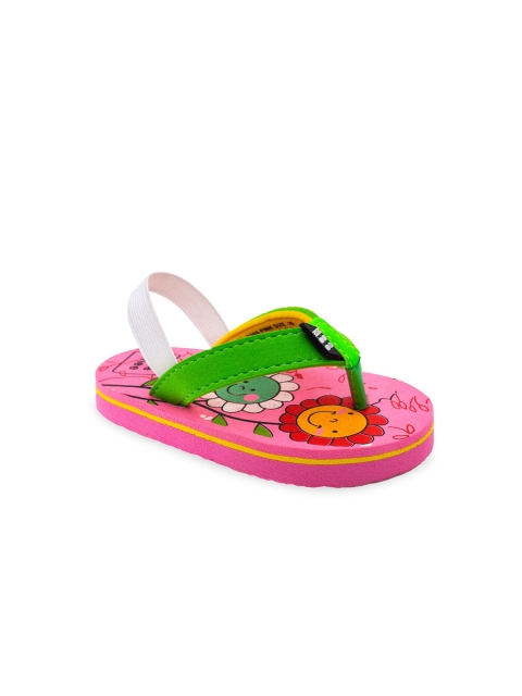 

MeeMee Girls Pink & Green Printed Room Slippers