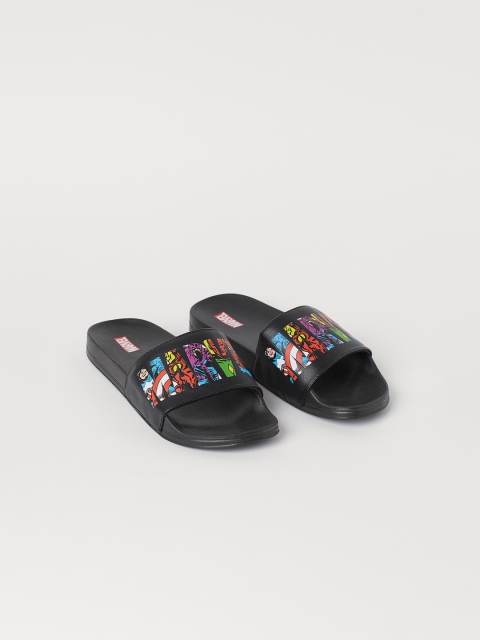 

H&M Men Black Printed Pool Sliders