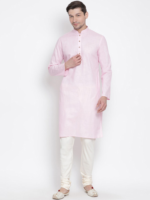 

VASTRAMAY Men Pink Kurta with Churidar