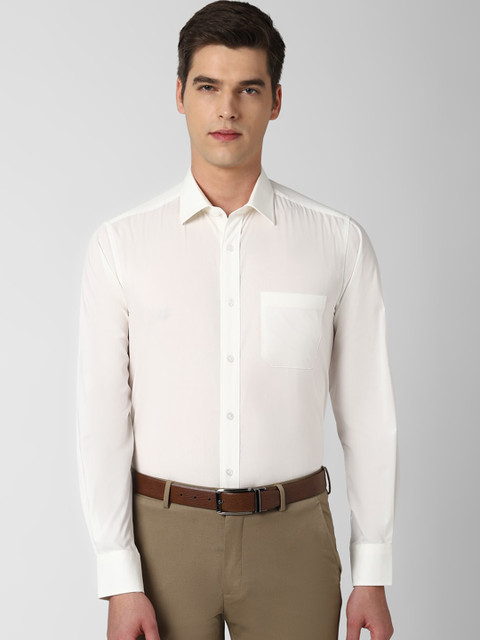 

Peter England Men Cream Formal Shirt