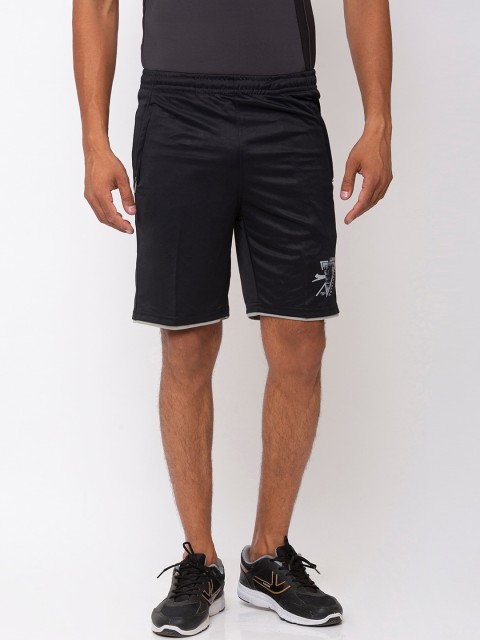 

Black Panther Men Black Mid-Rise Sports Shorts