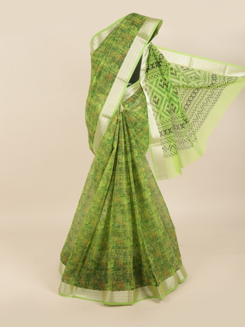 

Pothys Green & Brown Zari Printed Saree