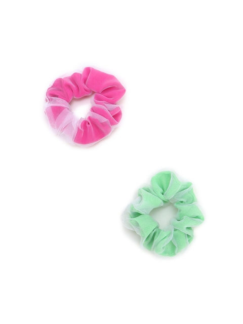 FOREVER 21 Women Set of 2 Pink & Green Hair Scrunchie