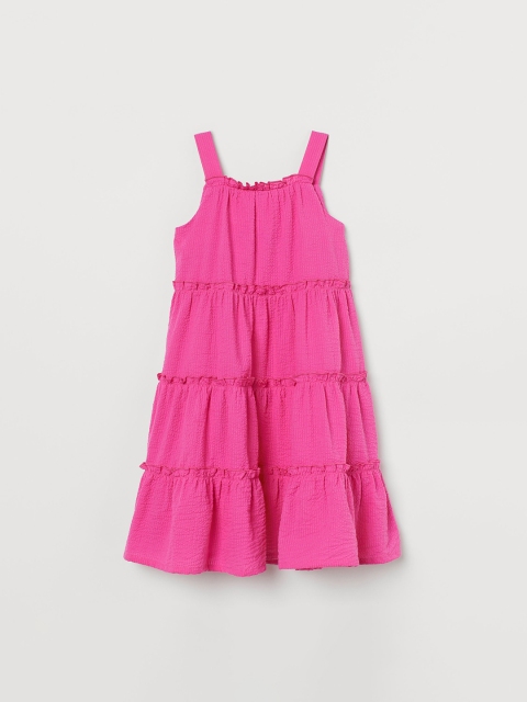 

H&M Girls Pink Gathered-Tier Cotton Dress