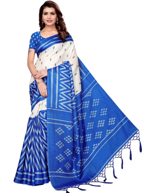 

KALINI Blue & White Art Silk Saree
