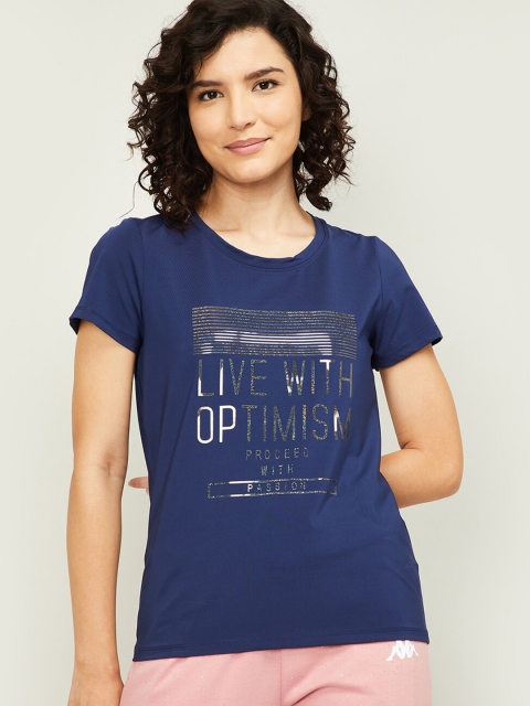 

Kappa Women Navy Blue Typography Printed T-shirt