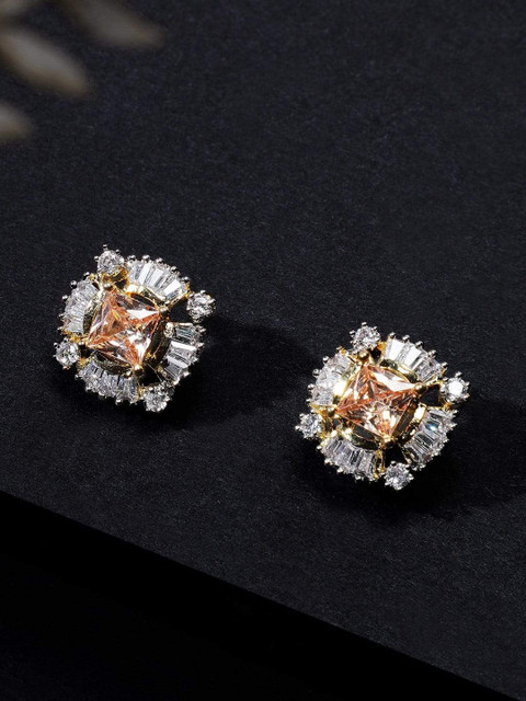 

Rubans Gold Contemporary Studs Earrings