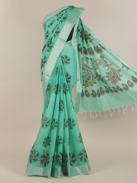 

Pothys Sea Green Floral Saree