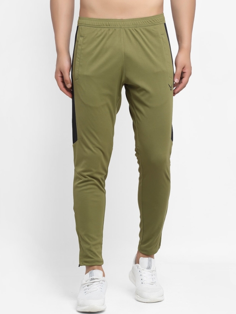 

Invincible Men Olive Green Solid Slim-Fit Track Pants