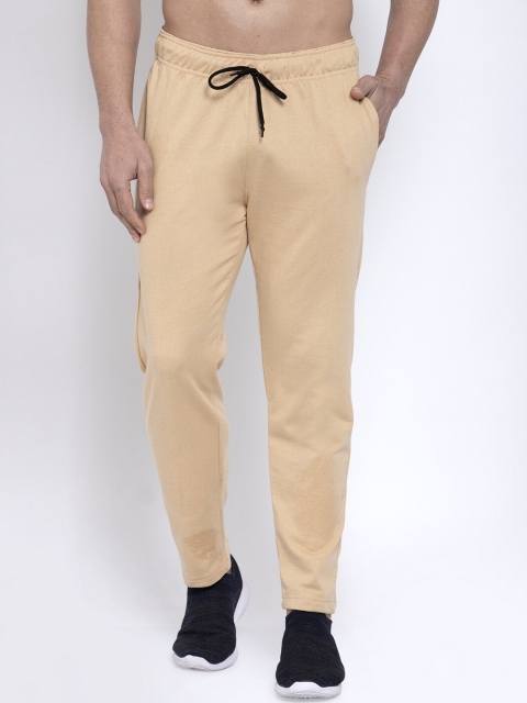 

NEUDIS Men Cream-Coloured Solid Cotton Track Pants