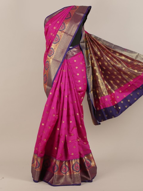 

Pothys Pink & Blue Woven Design Cotton Blend Saree