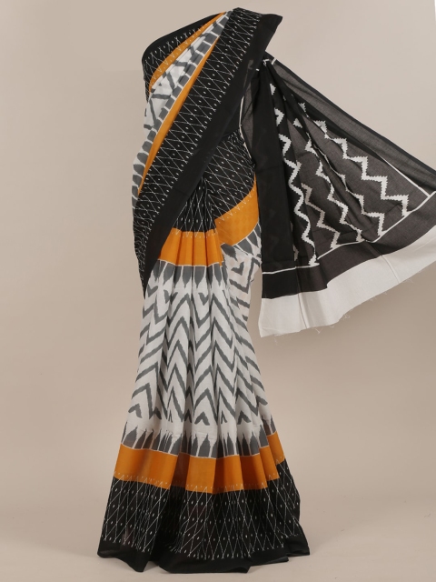 

Pothys White & Black Printed Jaipur Cotton Saree