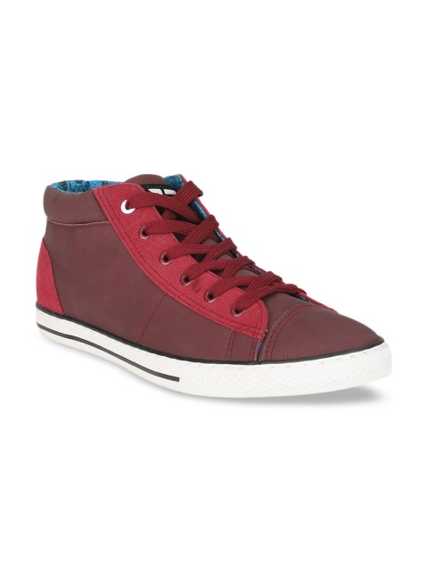 

Peter England Men Maroon & Red Colourblocked PU Sneakers