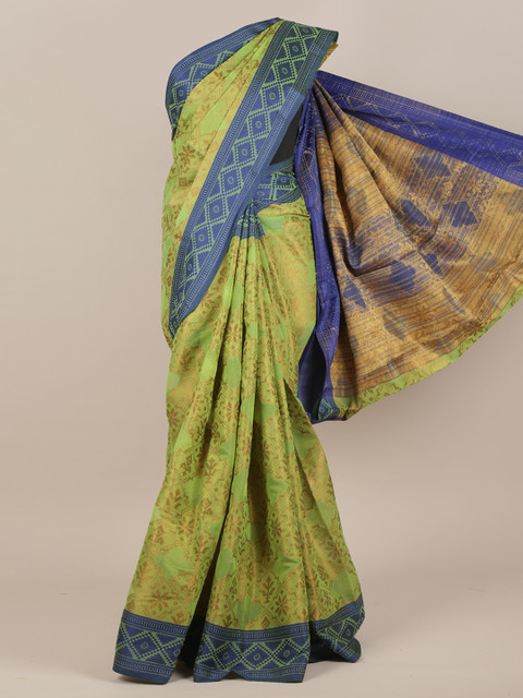 

Pothys Green & Blue Ethnic Motifs Cotton Blend Saree