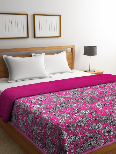 

NEUDIS Pink & White Microfiber Mild Winter 500 GSM Double Bed Quilt