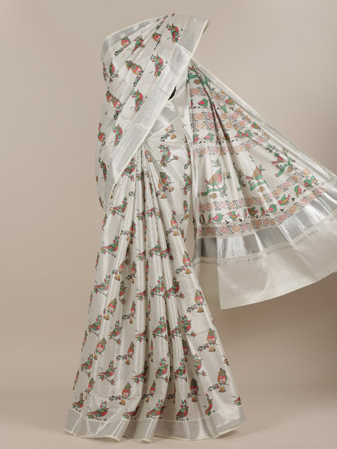 

Pothys White Zari Pure Cotton Saree