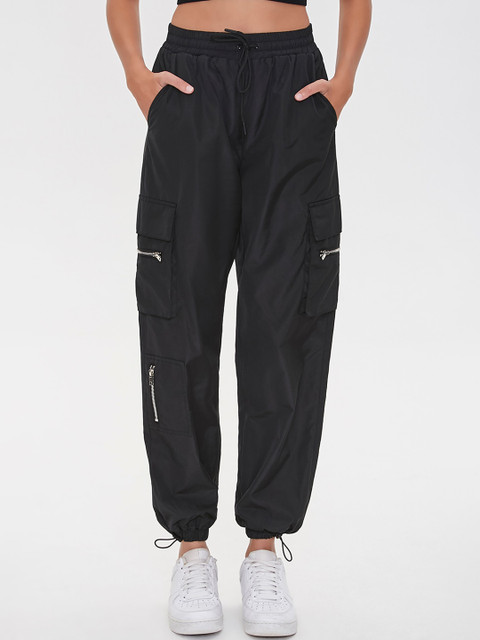 

FOREVER 21 Women Black Cargos Trousers