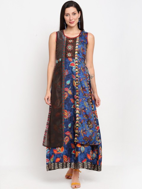 

Lovely Lady Blue Floral Crepe Maxi Dress