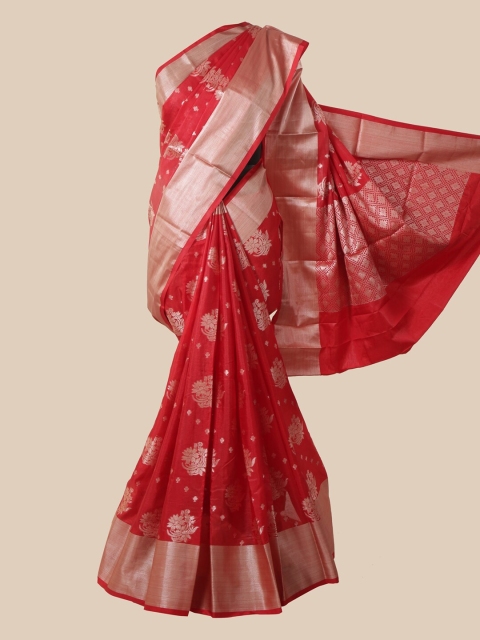 

Pothys Red & Golden Woven Design Tusser Silk Saree