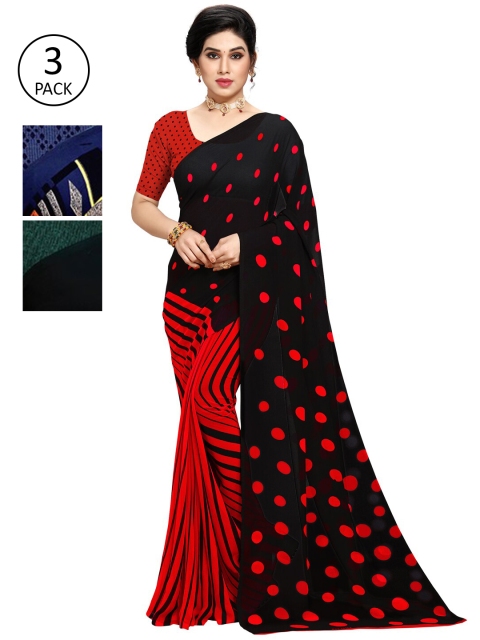 

KALINI Pack Of 3 Multicoloured Poly Georgette Sarees, Multi