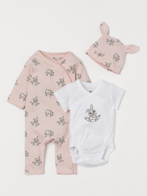 

H&M Infant Girls White & Pink 3-Piece Cotton Set