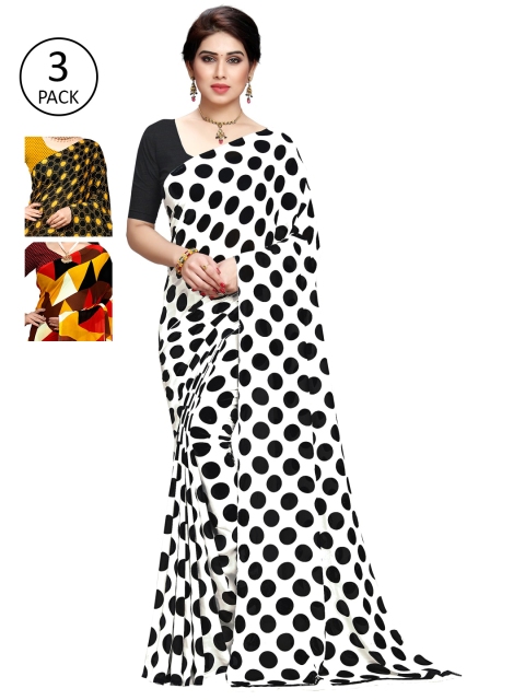 

KALINI Pack of 3 Printed Saree, Black