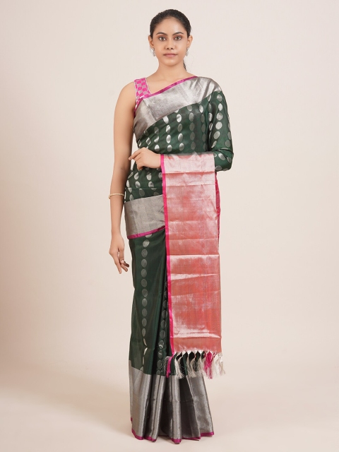 

Pothys Green & Pink Woven Design Zari Pure Silk Uppada Saree