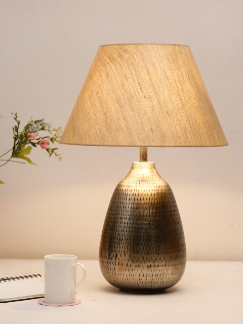 

Fabindia Silver & White Printed Bedside Standard Table Lamp