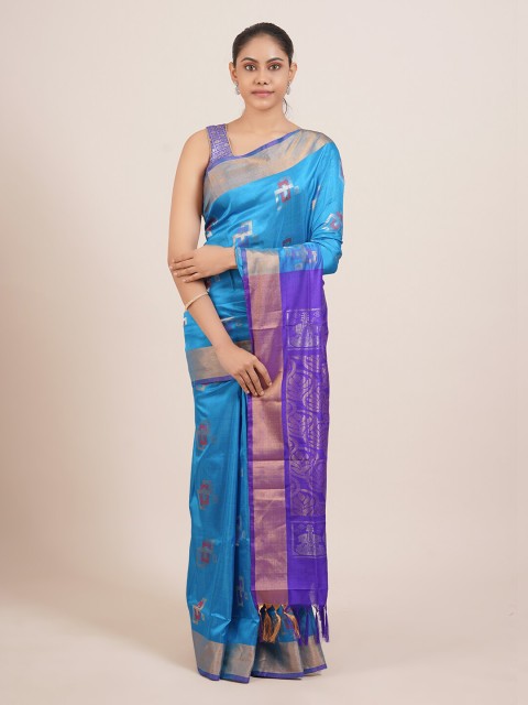 

Pothys Blue Woven Design Pure Silk Uppada Saree