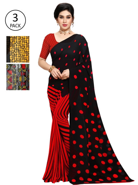 

KALINI Pack of 3 Printed Poly Georgette Saree, Multi