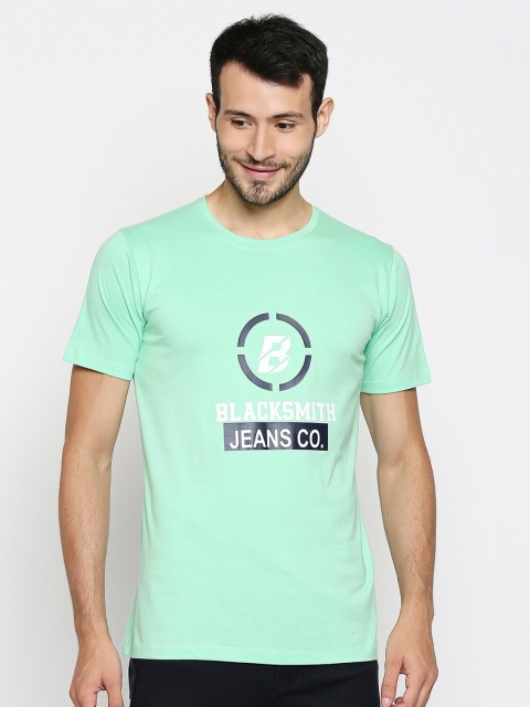 

Blacksmith Men Green Typography Printed Pure Cotton T-shirt