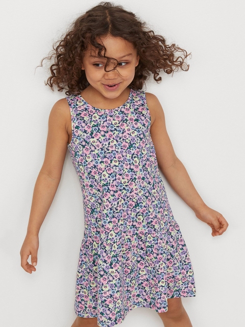 

H&M Girls Multicoloured Patterned Jersey Dress, Multi