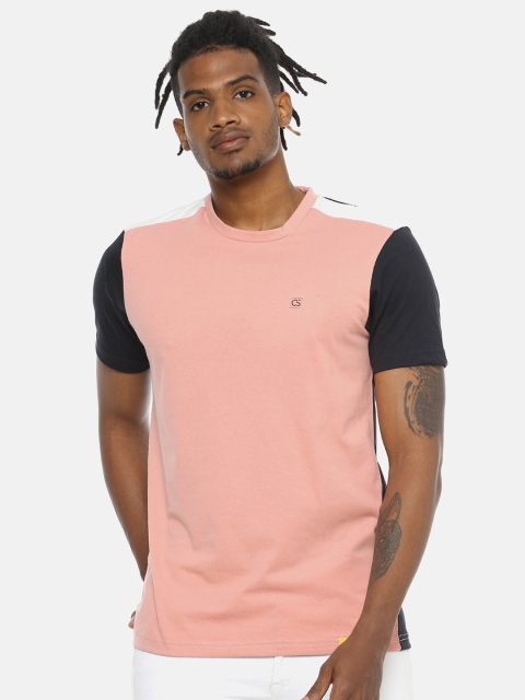 Campus Sutra Men Pink NA Colourblocked T-shirt NA