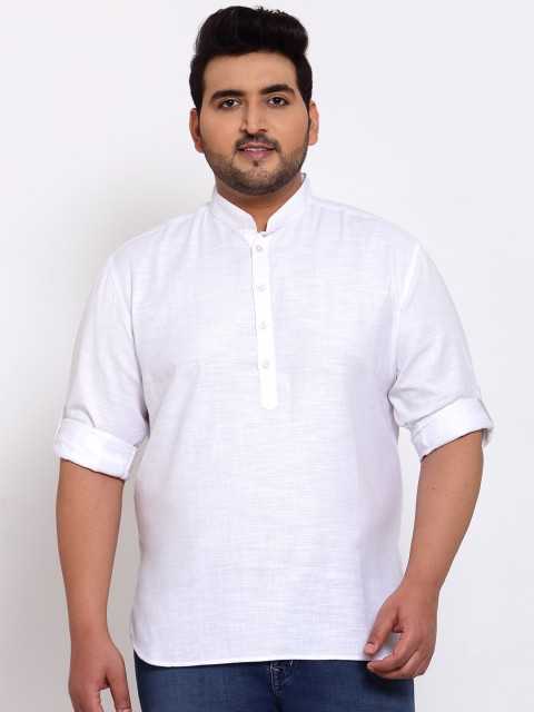 

plusS Men White Yoke Design Patchwork Kurta
