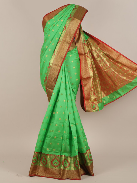 

Pothys Green & Gold Woven Design Cotton Blend Saree