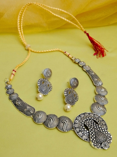

Crunchy Fashion Oxidized German Silver-Plated & White Antique Jewellery Set