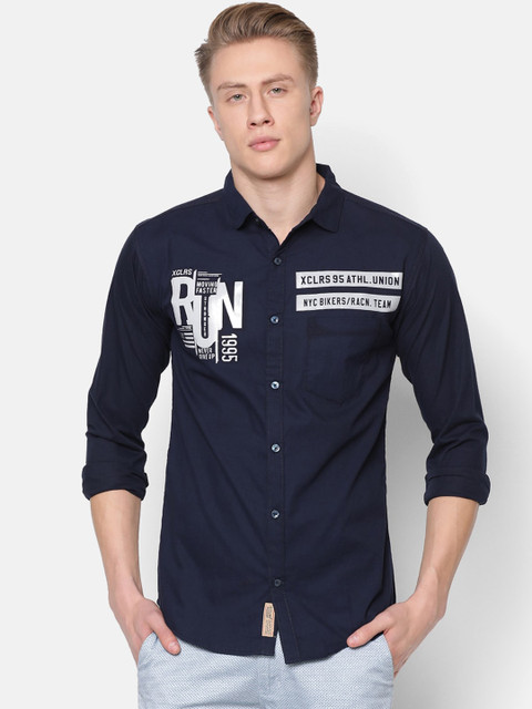 

V2 Value & Variety Men Navy Blue Printed Casual Shirt