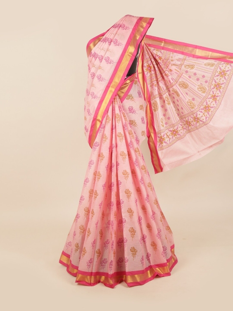 

Pothys Pink & Mustard Floral Saree