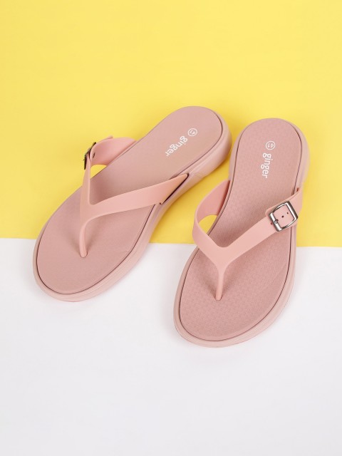 

Ginger by Lifestyle Women Pink Rubber Thong Flip-Flops