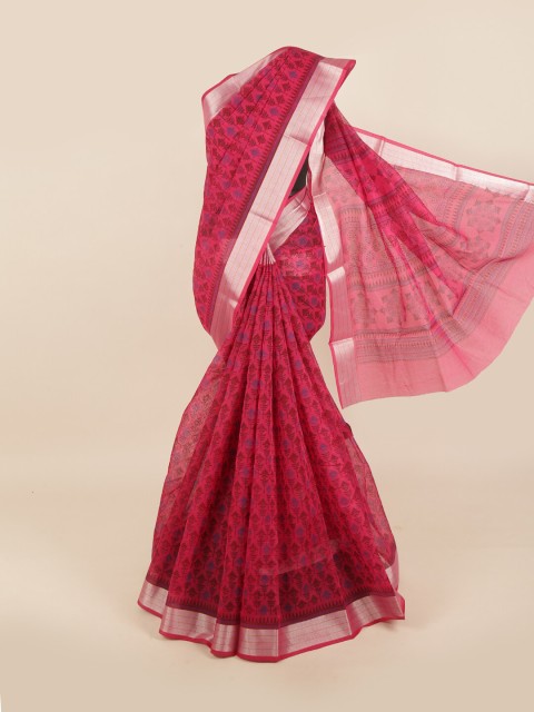 

Pothys Pink & Blue Floral Saree