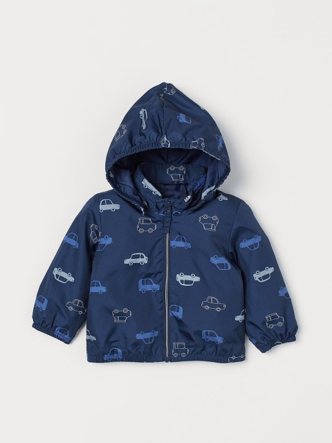 

H&M Boys Blue Hooded Patterned Jacket