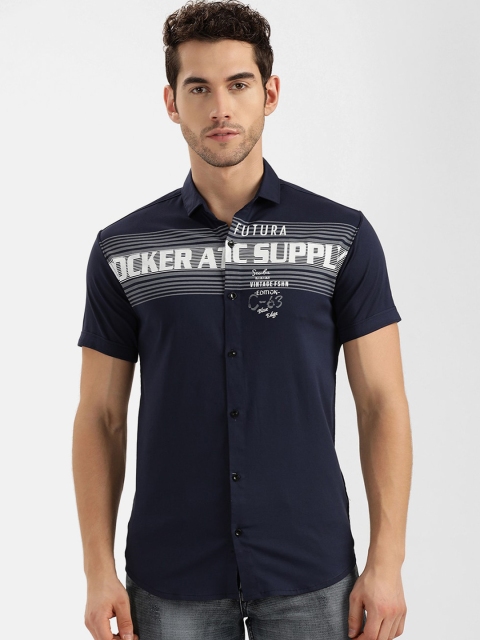 

V2 Value & Variety Men Navy Blue Slim Fit Printed Casual Shirt