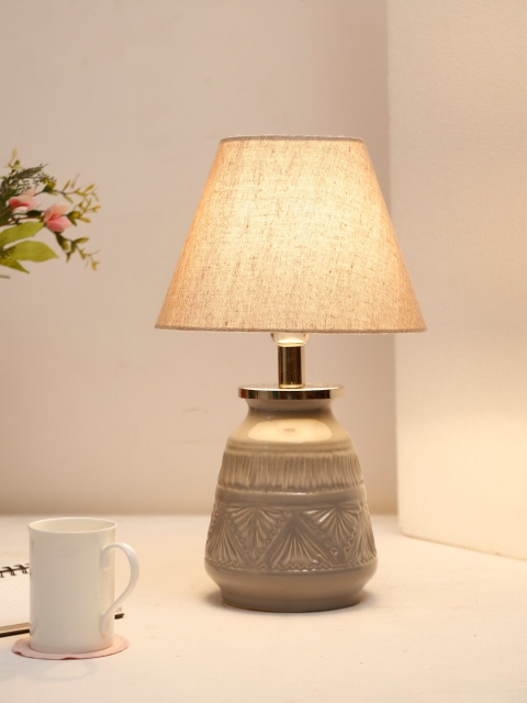 

Fabindia Beige & Blue Contemporary Bedside Standard Table Lamp