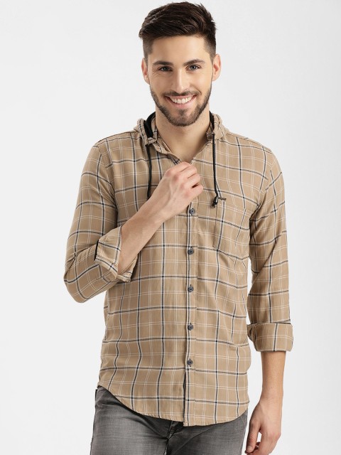 

V2 Value & Variety Men Beige Tartan Checks Checked Casual Shirt